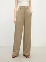 FSLE Coffee Retro Straight Leg Pants 2025 Summer Tencel Casual Paperbag Waist Office to Weekend Versatile Trousers 25FS12258