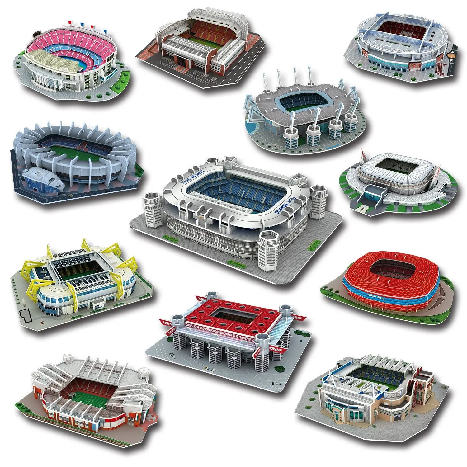 미니어처 축구장 3D DIY 퍼즐 세계 유명 경기장 모델 축구 게임 주변 장치 장난감 팬 생일 장난감 선물 DDJ
