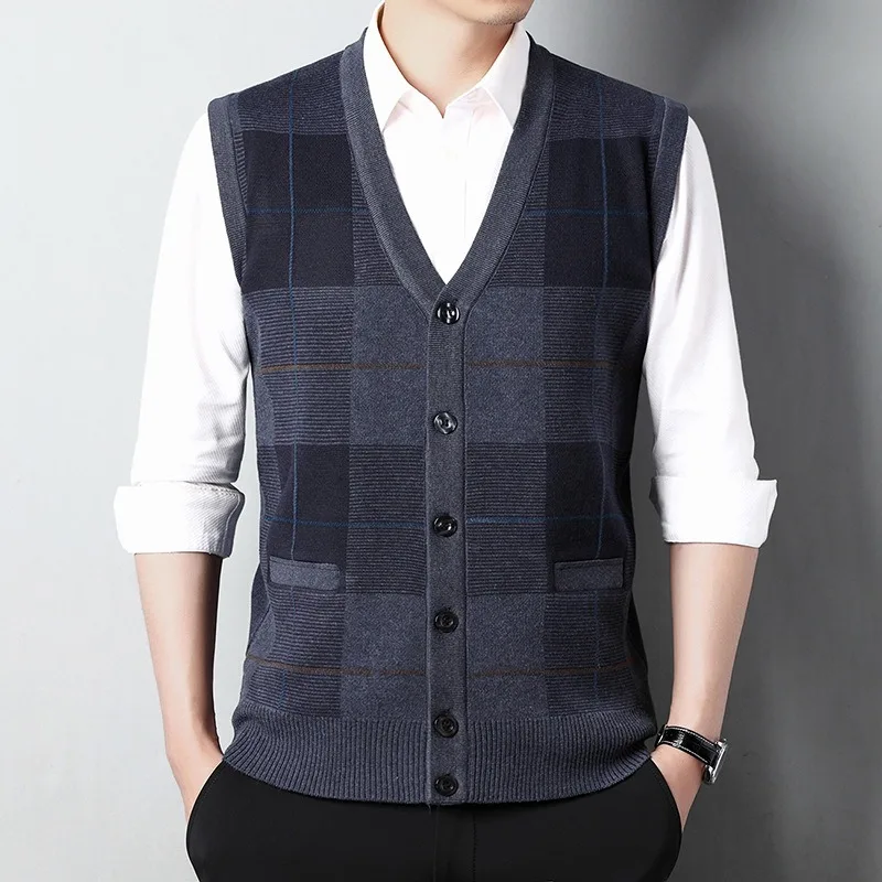 

Autumn/Winter 2023 new men's V-neck wool vest sleeveless cardigan vest