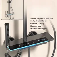 Grey shower Set Four-Function Smart Digital Display Shower System Rainfall Pressurized Wall-mounted Piano Key Shower Faucet Set 3
