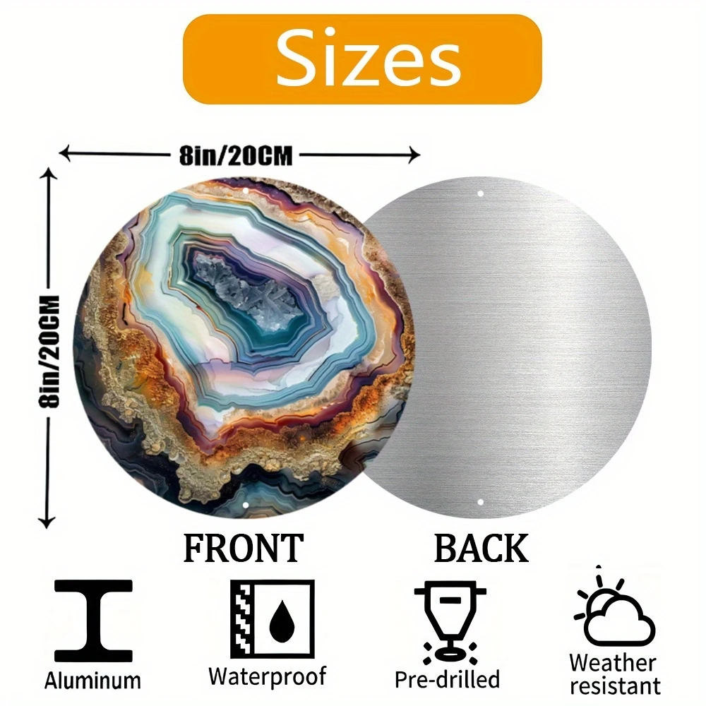 8in 2D Flat Wooden Colored Agate Round Plaque Art Piece Suitable Home Bedroom Wall Hanging Photo Props Background Decoration