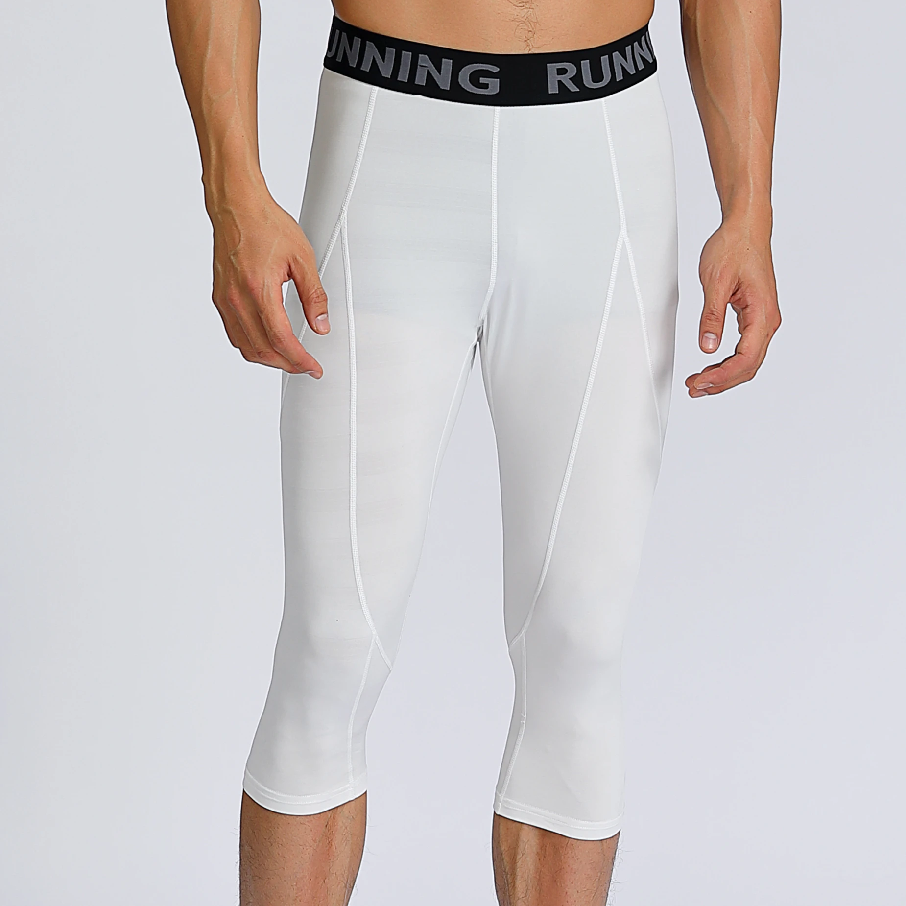 Men Running Pants Leggings Outdoor Sport Yoga Gym Guys Fitness Basketball Cycling Soccer Tights 3 4 Pant Quick Drying Breathable