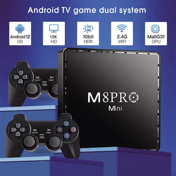 레트로 비디오 게임 M8 프로 미니 무선 2.4G HD 아케이드 N64 가족 TV 미니 게임기, P2 핸들 클래식 X2 게임 콘솔