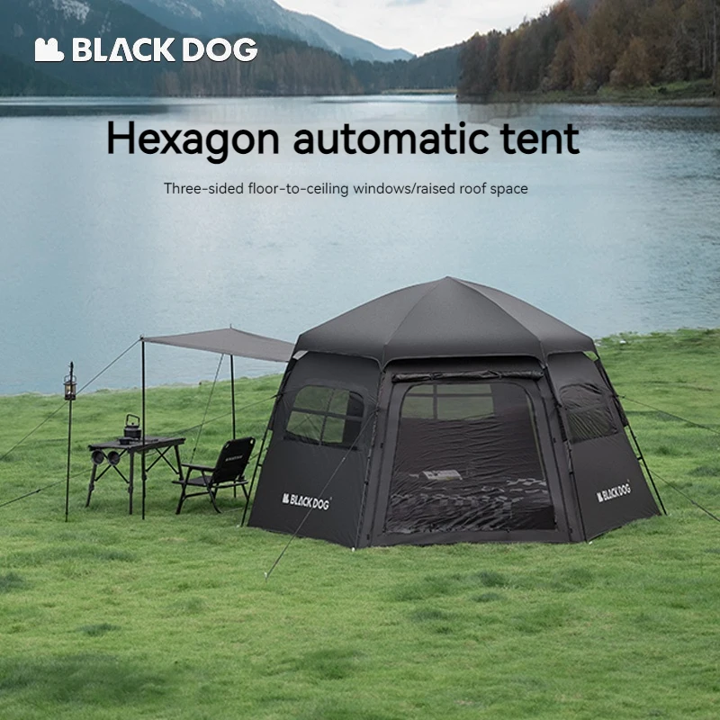 Naturehike Blackdog One-touch Tent Automatic Shelter Dome Tent  Outdoor Camping Hexagonal Black Coated Waterproof Sunshade UPF50