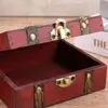 Delicate Wood Treasure Chest Large Capacity with Lock Storage Box Antique Style Ring 4