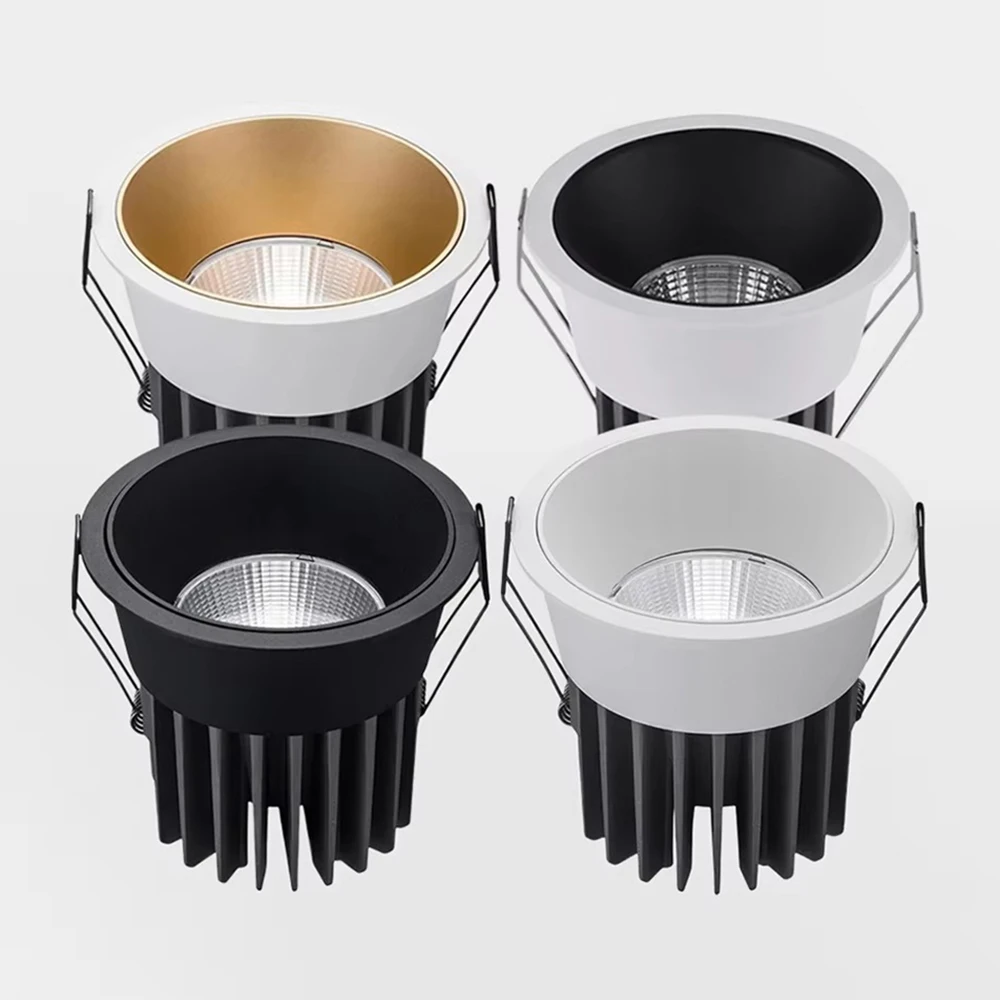 디밍 가능한 눈부심 방지 COB LED 다운라이트 매립형 LED 천장 스포트라이트 5W 7W 10W 12W 15W 18W 20W 24W AC85265V 가정 사무실 상점용