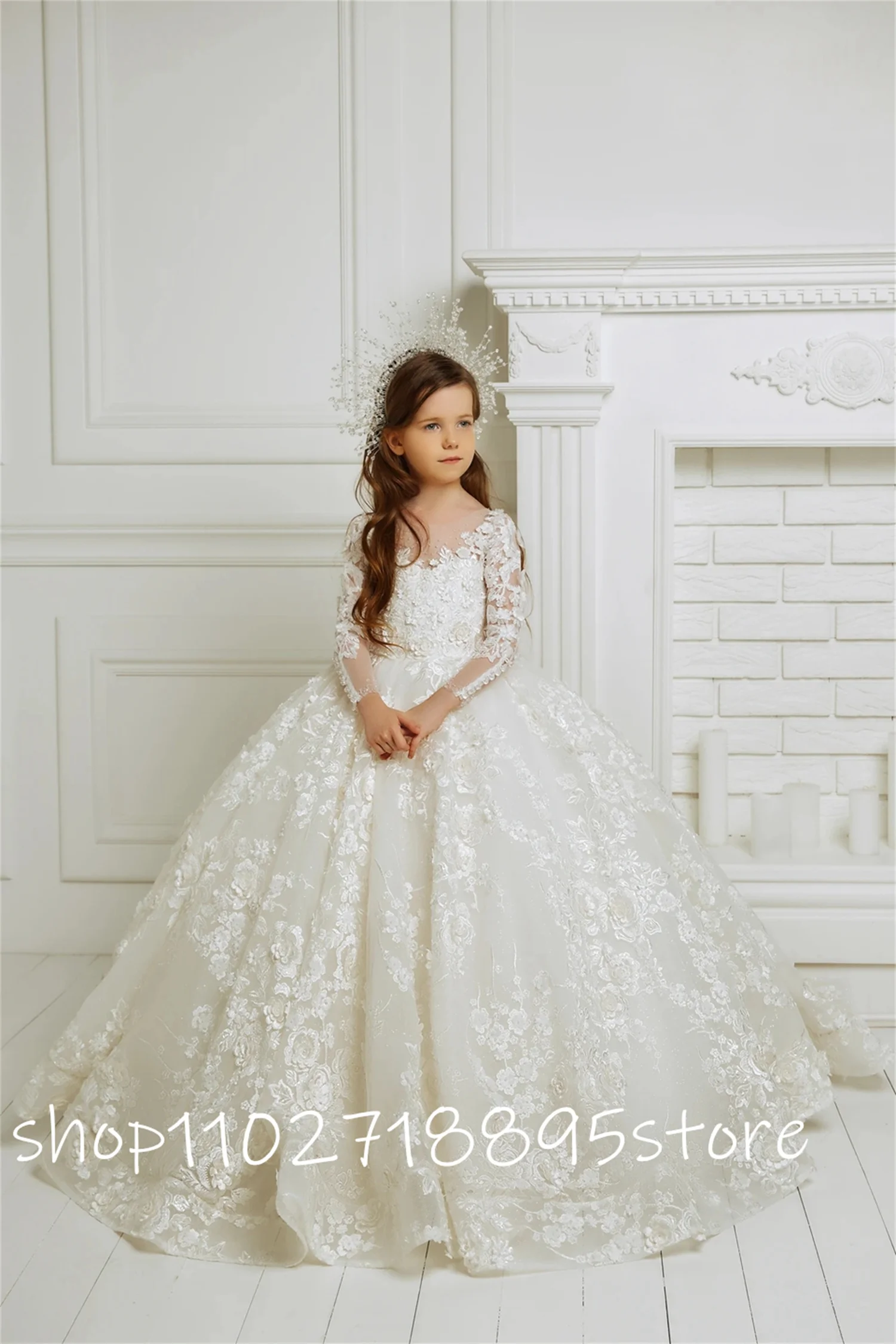 Flower Girl Dresses Ivory Long Sleeve Flower Girl Dresses For Wedding