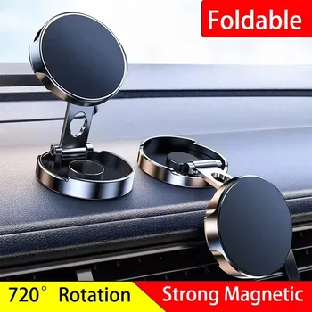 Supporto per cellulare per auto Robusto supporto magnetico per auto 720 ° Supporto per staffa rotonda pieghevole per supporti universali per montaggio su telefoni