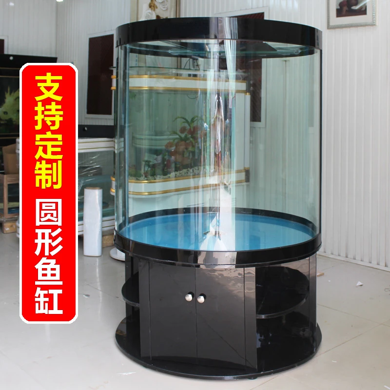 

Cylindrical Fish Tank Living Room Home Aquarium Glass Ecological Large