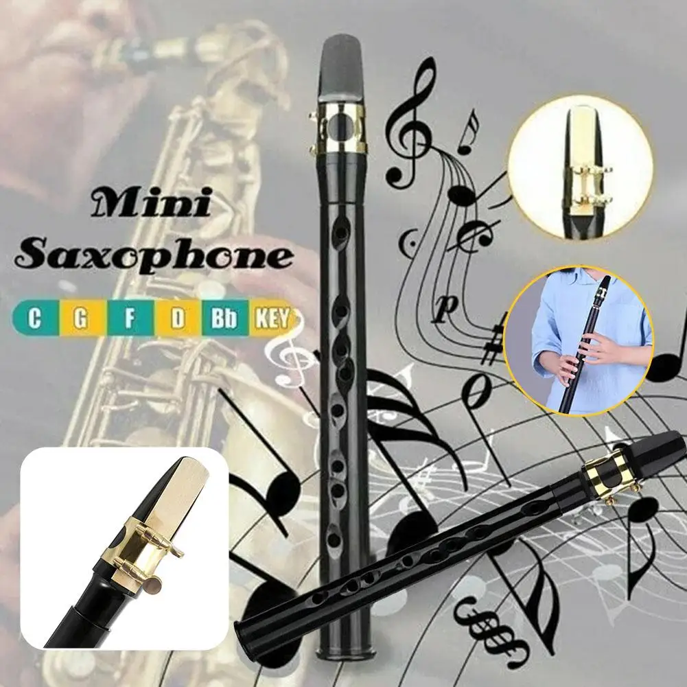 S21d47fa5015b4ca5bfdfcb160a5c6894W Mini Pocket Saxophone C Key Sax Woodwind Instrument with Carrying Bag Portable Little Saxophone Sax Woodwind Musical Instrument