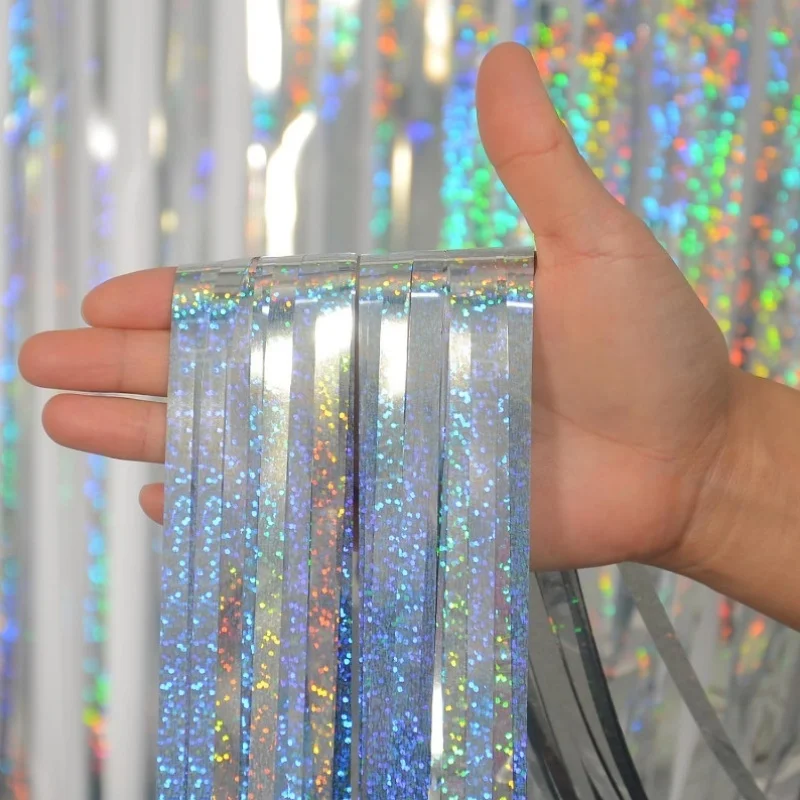 1/2/3 חבילה של וילון נצנצים למסיבה, וילון מטאלי מנצנץ, קישוט לימי הולדת, חתונות, סיום לימודים, ימי נישואין, צילום.