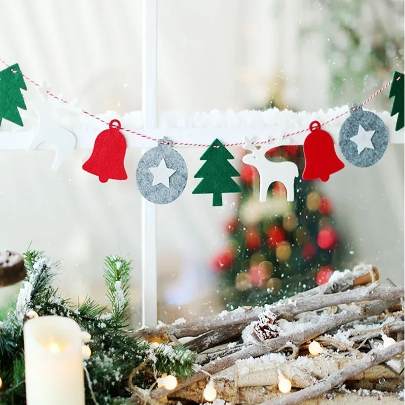 American Christmas felt decorations for shopping mall window display, flag hanging, home Christmas atmosphere decoration