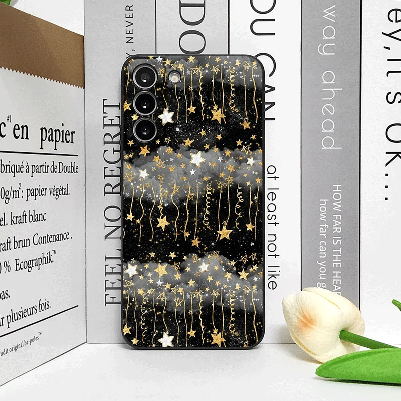 Elegant Gold Star Soft Phone Case - Y2K Inspired Cover