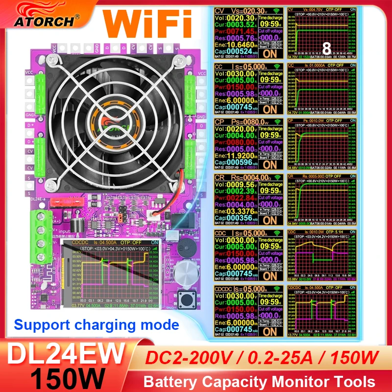 Autobatterietester 150W - Elektronische Last Mit Bluetooth & Farbdisplay Für 12V/24V Batterien