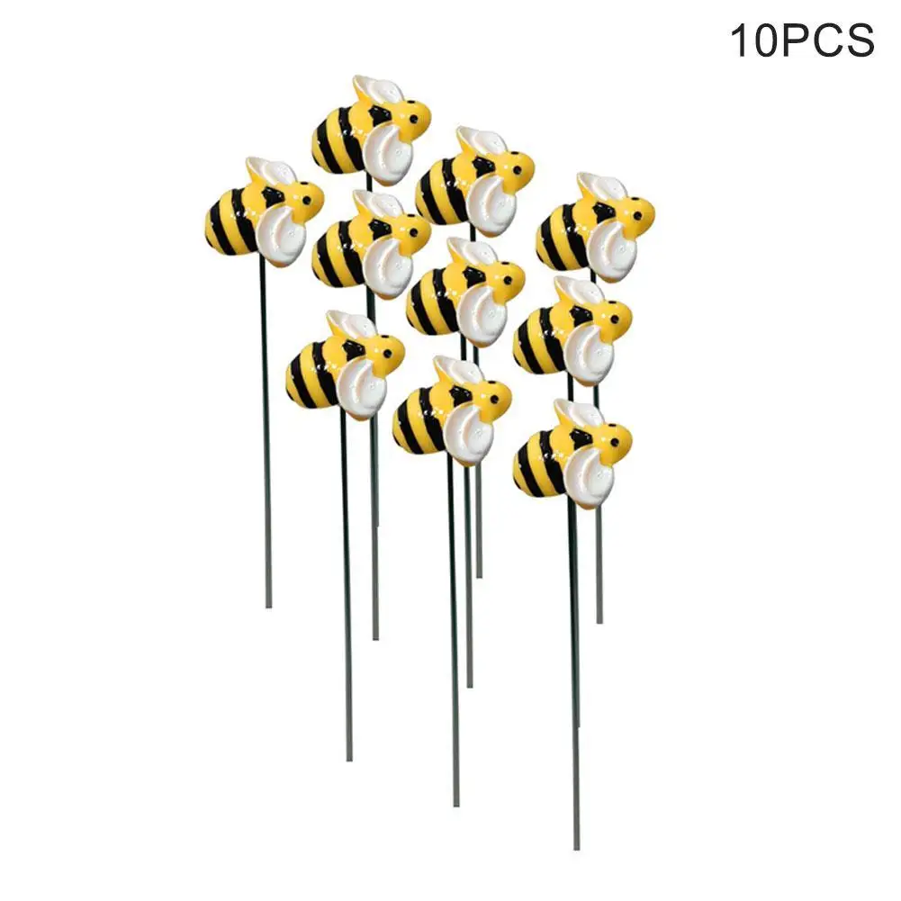 

10pcs Bee Lawn Stake Insert Outdoor Yard Flower Pot Plant Stick Bonsai Insert Lawn Pathway Decoration Simulated Bee Decoration