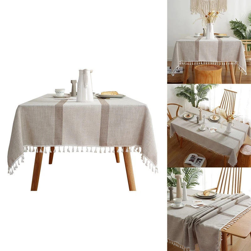 

HOT-Tablecloth Cloth Art Polyester Small Fresh Nordic Tablecloth Tassel Table Cloth Tea Table Cloth