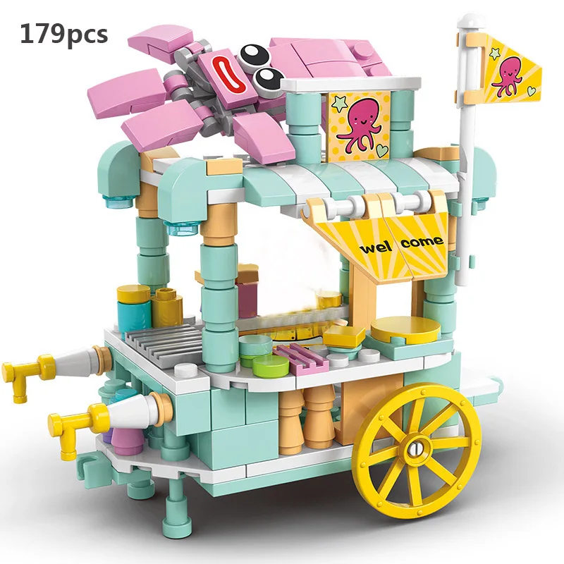 City Mini Shop Supermarket Street View Model Building Blocks Hamburger Restaurant Retail Store Bricks Architecture Friend Girl 2