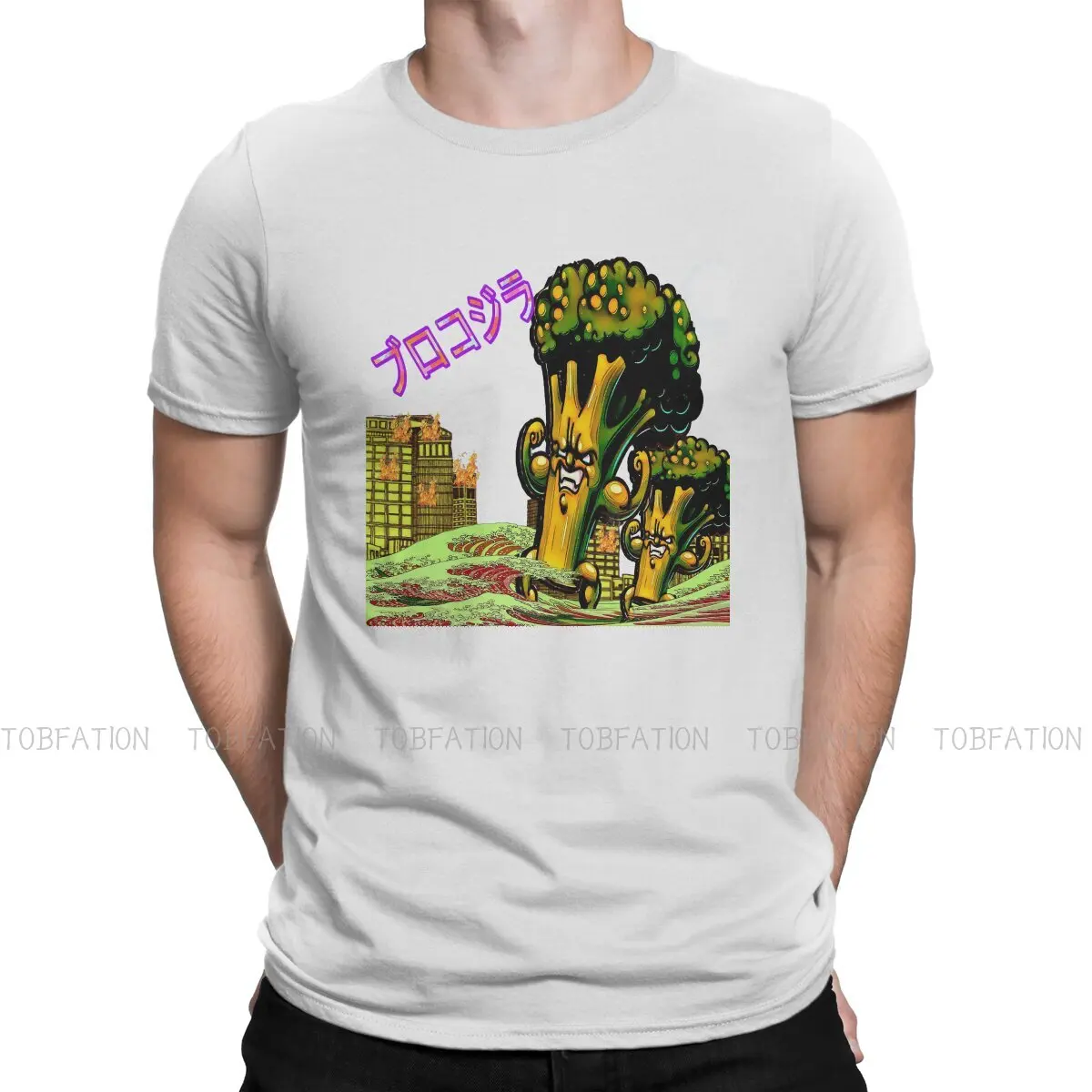 

THE BROCCOZILLA 100% Cotton TShirts Funny City Attack Personalize Homme T Shirt Hipster Clothing 6XL