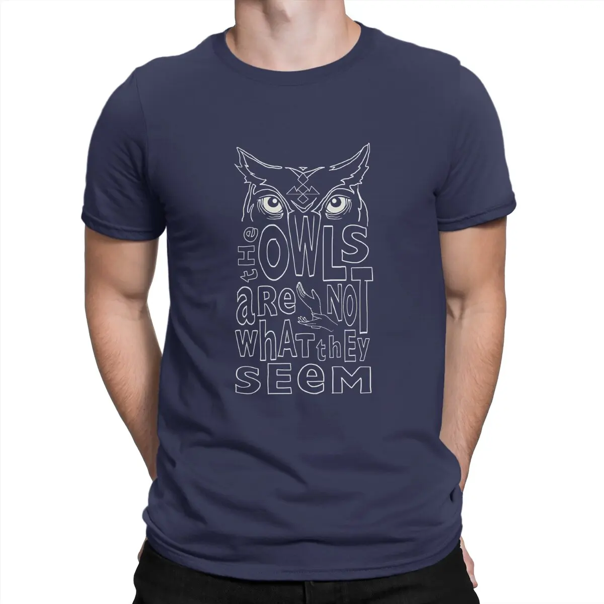 thumbnail image 1 of Camiseta especial con el logo de arte lineal "Los búhos no son lo que parecen", camiseta informal de Twin Peaks, lo último para hombres y mujeres., 1 of 7