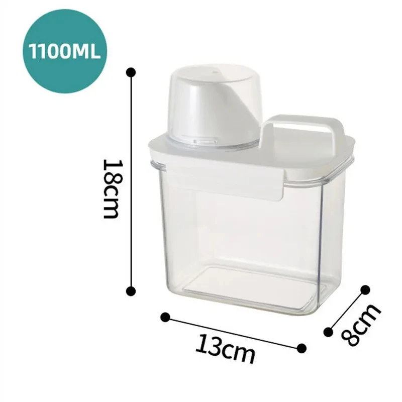 Portable Washing Powder Dispenser with Measuring Cup - Airtight Laundry Liquid Storage Jar for Convenient and Efficient Laundry