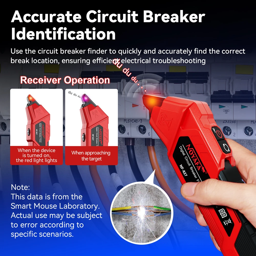 NOYAFA Automatic Circuit Breaker Finder NF-827S Fuse Socket Tester US 120V Circuit Switch Finder Electrician Diagnostic Tool 3