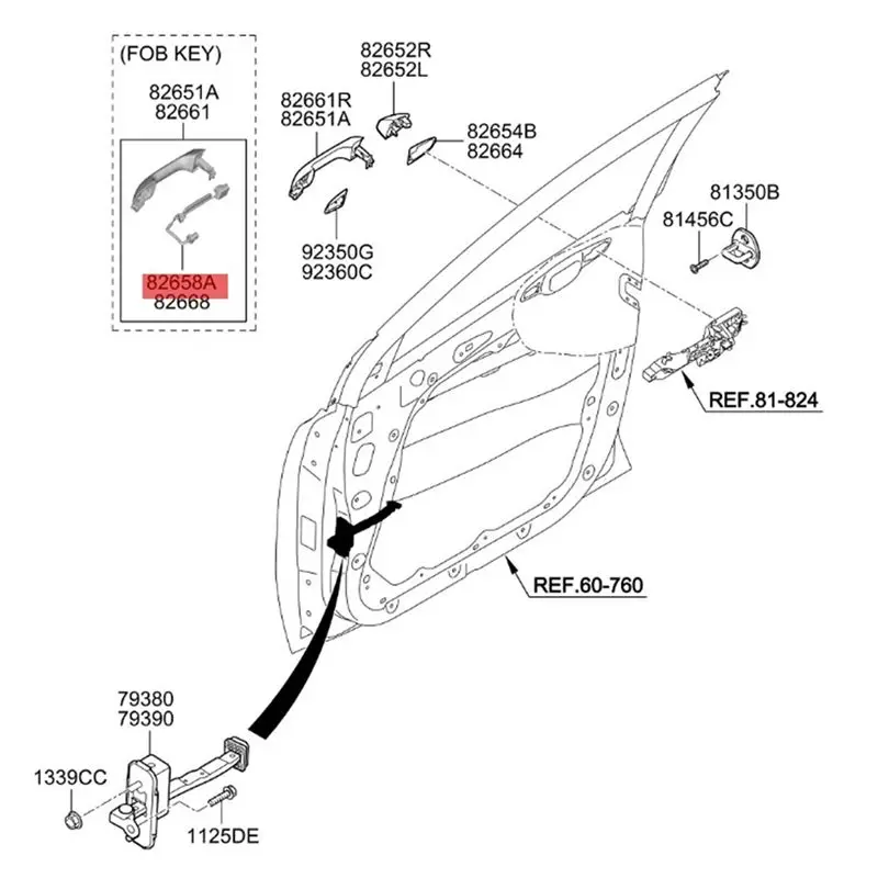 BB-LH RH 전면 도어 핸들 소형 버튼 (기아 KX5 스포티지 QL 2016 82657D9000 82658D9000 용)