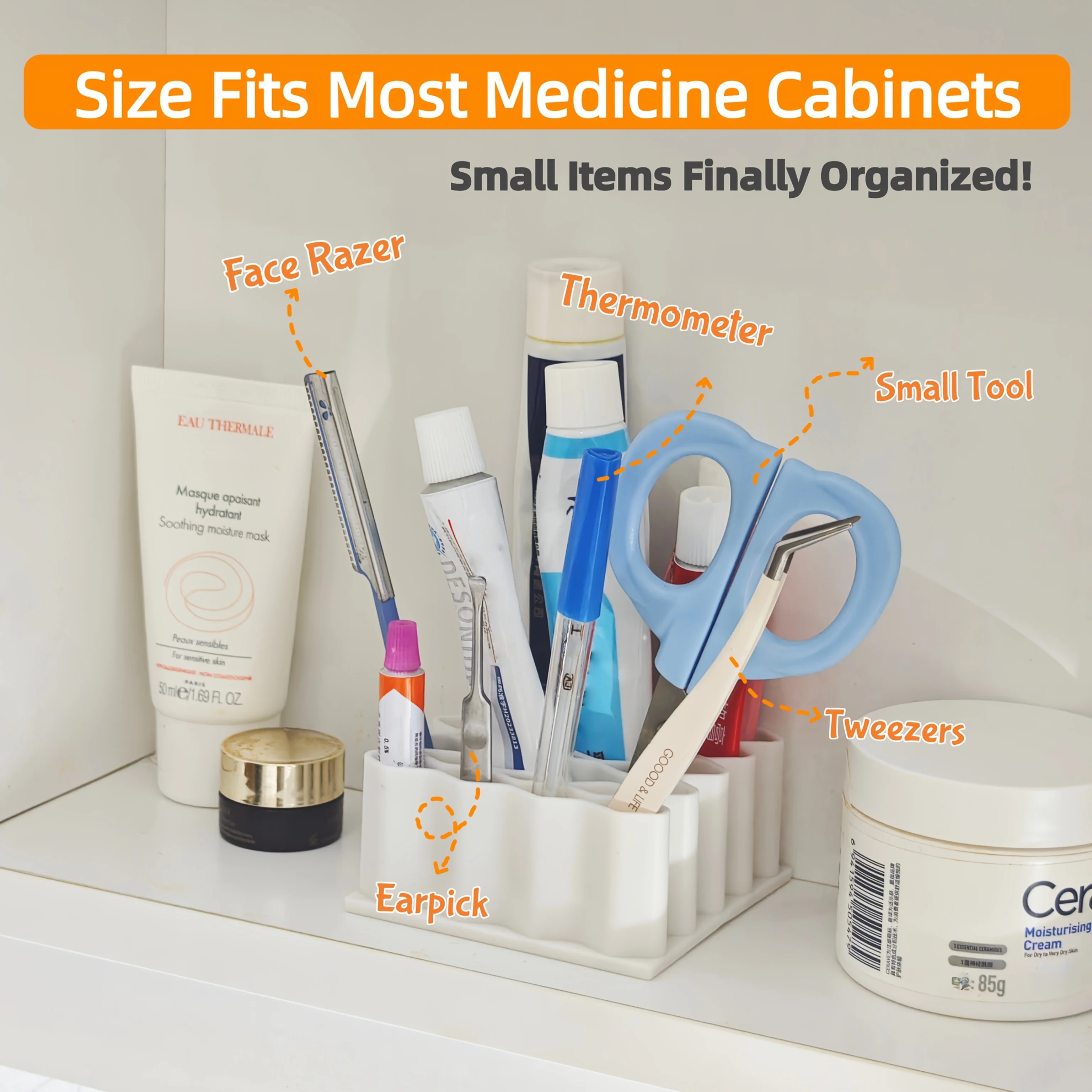32-Slot Ointments Organizer - Multi-Compartment Medicine Storage Box for Small Items -Ideal for Bathroom and Vanity Organization