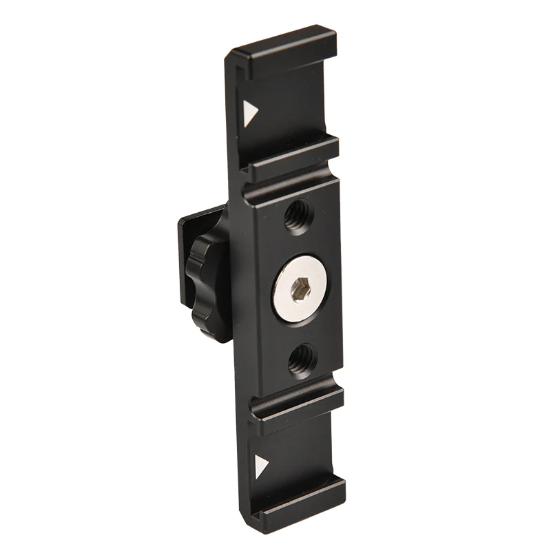 Dual Hot Shoe Bracket Splitter Universal Self-contained Cable Slot One-piece Molding 1/4 Threaded Hole Aluminum Alloy Portable