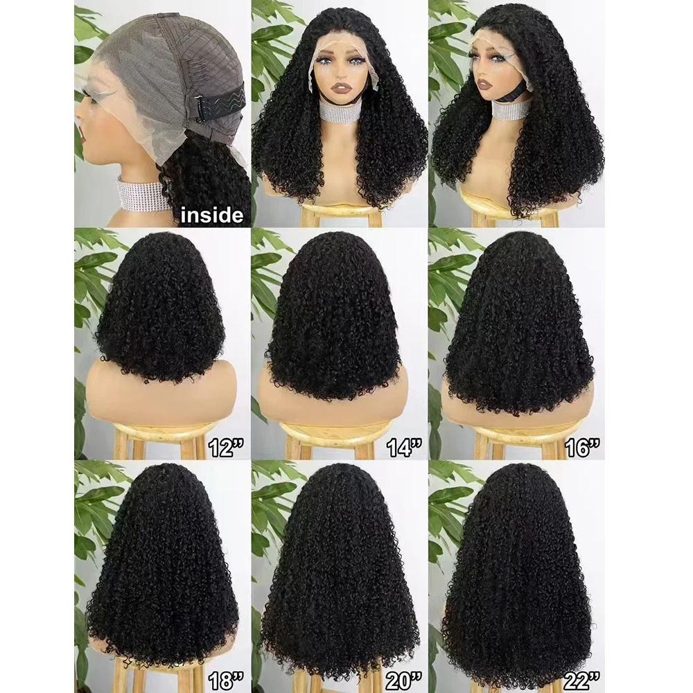 350% Density SDD Double Drawn Pixie Cut Kinky Jerry Curly Wave Human Hair Wigs 13x4 Lace Frontal Human Hair Wig for Black Women