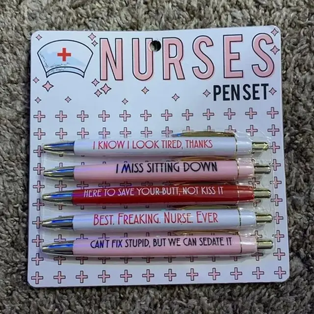 Day Nursing Pens Fun Pens Funny Nurses Pens Set Black Ink Ballpoint Pen