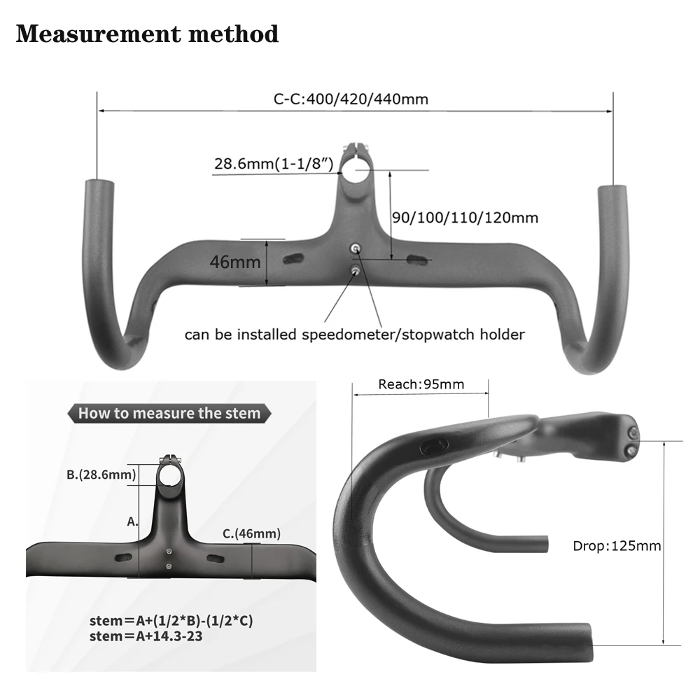 Integrated handlebar Carbon Road Handlebar No Cycling Bicycle Handlebars 1-1/8 Racing Bike Dorp Bars Matte Bike Accessories