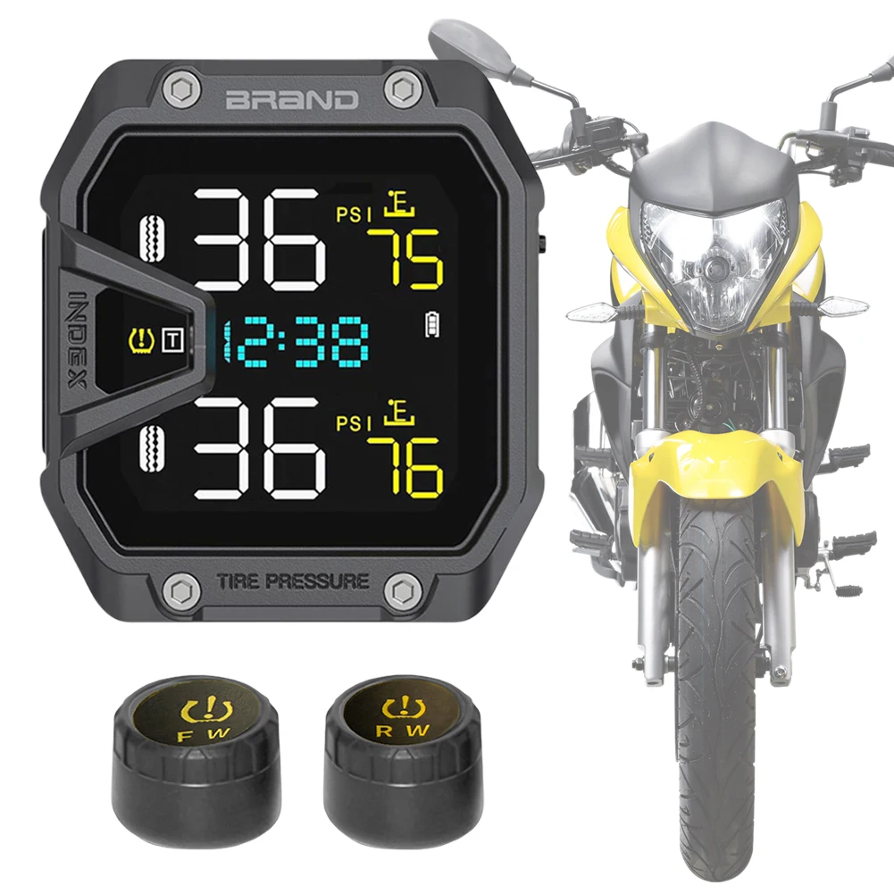 Motorbike Tyre Pressure Temperature Alarm IP65 Waterproof Wireless Tire Pressure Monitoring System for Two Wheeled Motorcycle