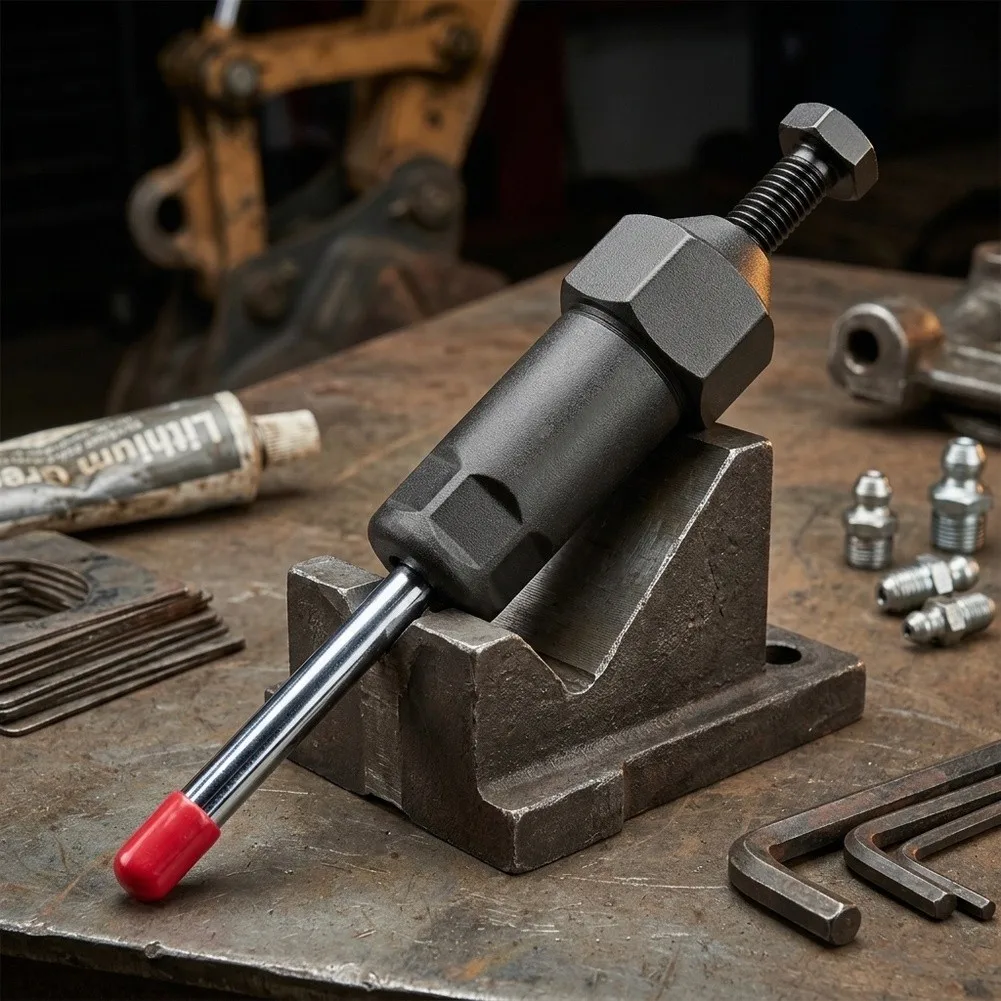 High-Pressure Grease Fitting Unclogging Tool 600psi Carbon Steel Spiral Pressure Design for Blocked Lubrication Lines