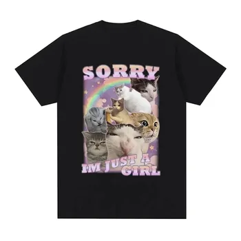 Sorry I'm Just A Girl Funny Cat Fans Pattern T-Shirt Summer Women Plus Size Fashion Casual T-Shirt Comfortable T-Shirt Patterns 1