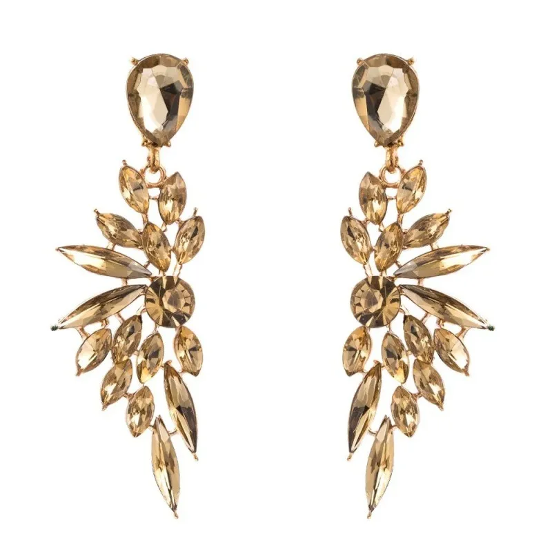 Exaggerated Fashion Heart Shaped Diamond Embedded Hollow out Earrings Luxury Street Style Heart Pendant Long Dangle Studs