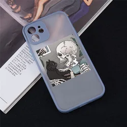Black Skeleton Pattern Silicone Phone Case with Durable Back Cover for iPhone 15 Plus (-1)