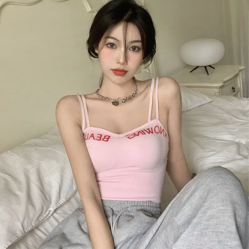 Pink Cropped Tops Girl's Camisole Bralette Push Up Underwear Summer Comfort Vest Lingerie Women Bras Female Tube Top Black Sale image