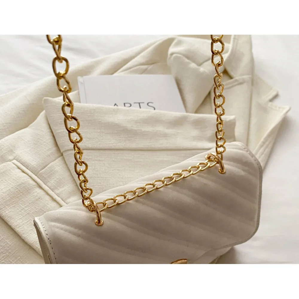 Bella, alla moda, casual, borsa a tracolla da donna con catena a croce diagonale semplice 2024, nuova tendenza, piccola borsa quadrata_voghion.com