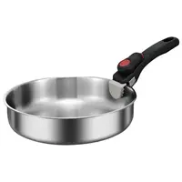 Camping Frying Pan Nonstick Detachable Handle Frying Pan Stainless Steel Flat Bottom Pan Portable Wok Cookware Camping Accessory 2