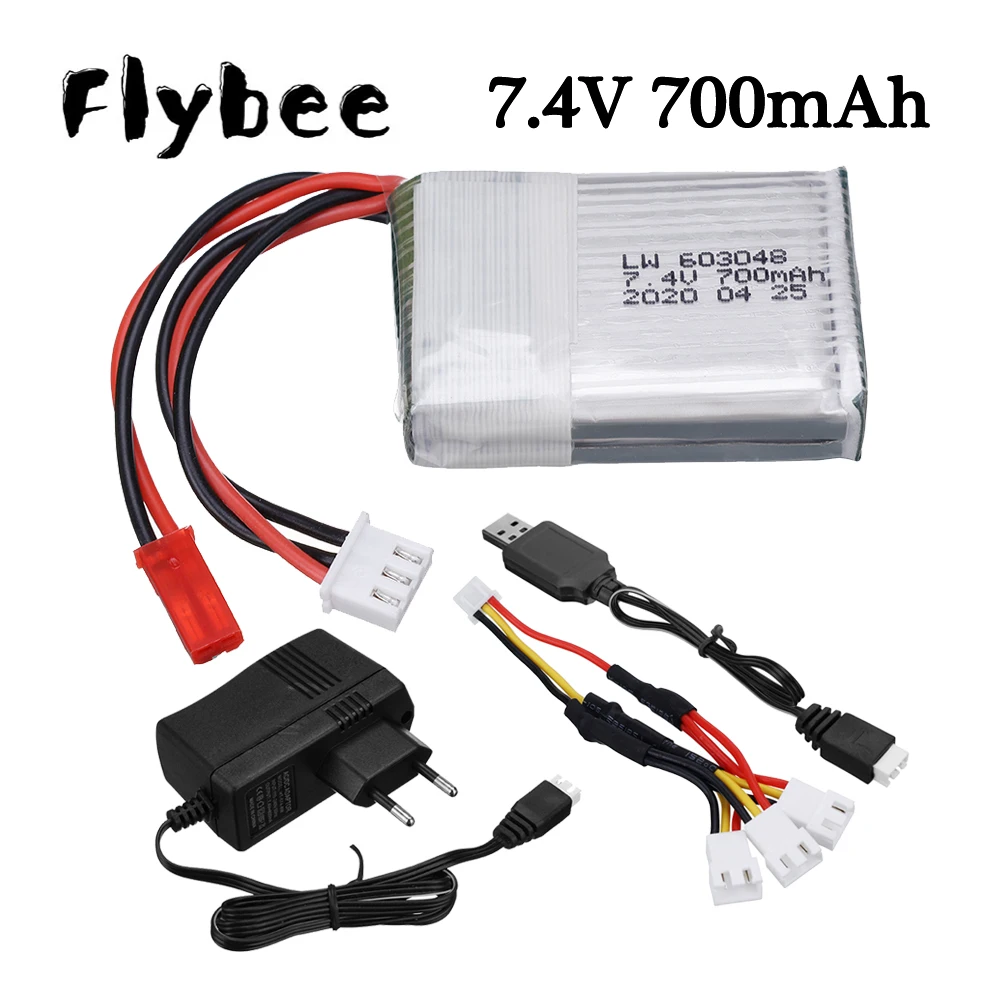 

7.4V 700mAh Lipo Battery +7.4V Charger 2S For MJXRC X600 F46 X601H JXD391V RC Quadcopter Helicopter Drone Toys Parts JST plug