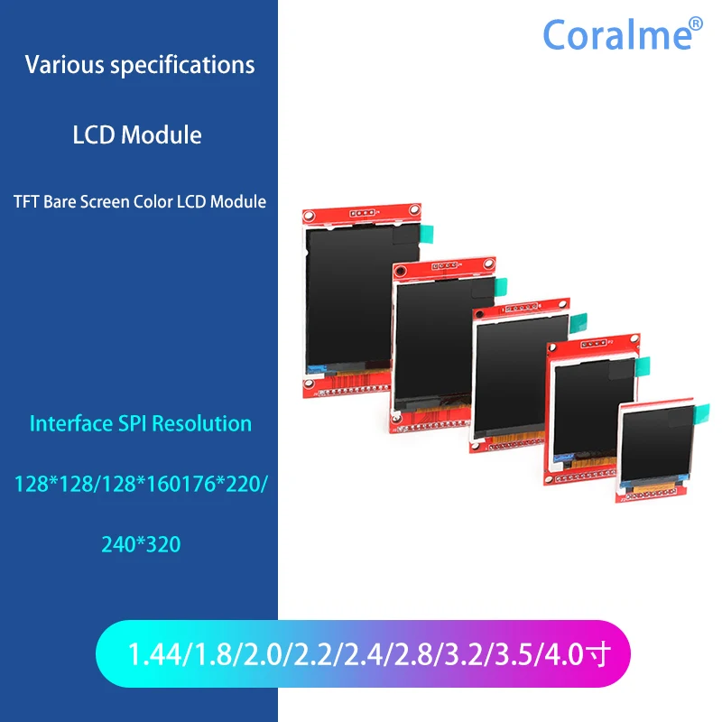 TFT Display / 2.0/2.2/2.4/2.8/4.0/3.2/3.5 1.44/1.8 Inch IPS7p SPI HD 65 K ST7735TFTColorLCD Module Driver IC 80*160For Arduino