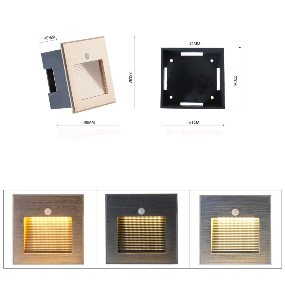 SANDIY Wall Lamp Embedded Nightlights Motion Sensor Stair Lighting for Ladder Step Balcony Bedroom Kitchen Interior Luminarie 3W