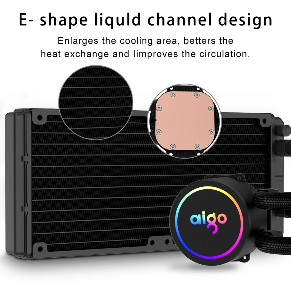 aigo AC SE 240 液体CPUクーラー Water Cooler Aigo AC SE 240, RGB 240mm, Compatível com Intel