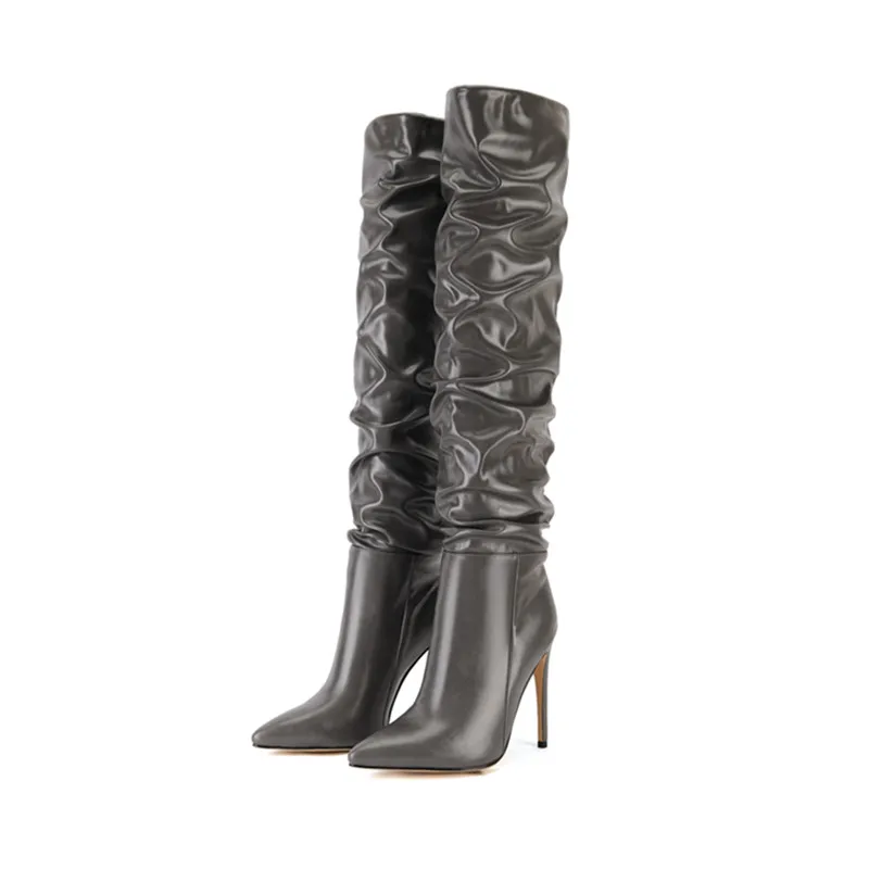 Women's Denim Over-the-Knee Boots - Pointed Toe, Chunky 9cm Heel, Fashion Knee High Boots For Dresses & Jeans