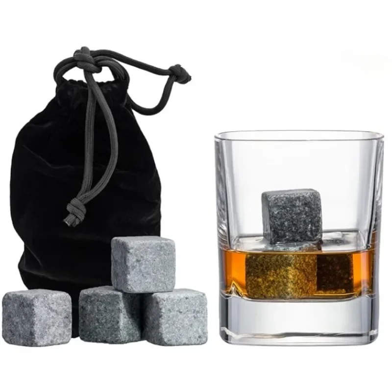 Whisky Stones Sipping and Chilling Rocks Ice Cubes Wine Scotch Beer Whiskey Cold Soapstone with Carrying Pouch Bar Accessories