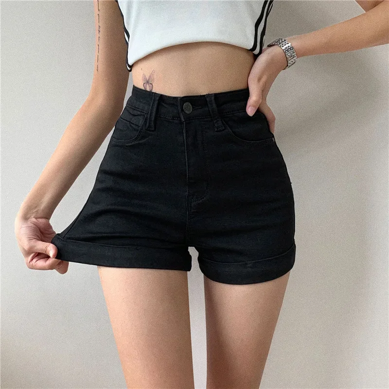 Shorts Women Solid Skinny Korean Style Elasticity New Fashion Slim Sexy Streetwear Denim Summer Hot Short Vinatge Womens Leisure