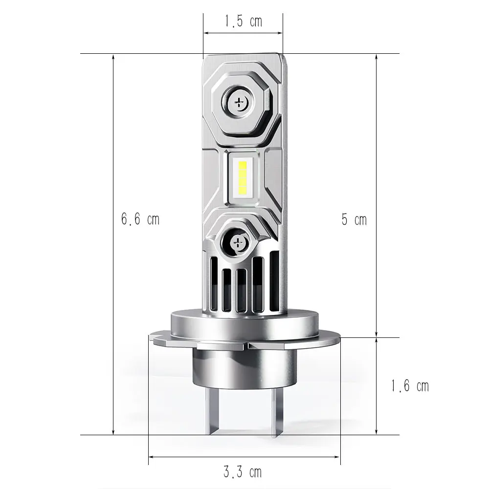 2Pcs H7 H4 H1 H3 LED Car Headlight Bulbs Mini Size 120W 6500K 25000K White Super Bright Fanless Wireless DC12V 24V Fog Light