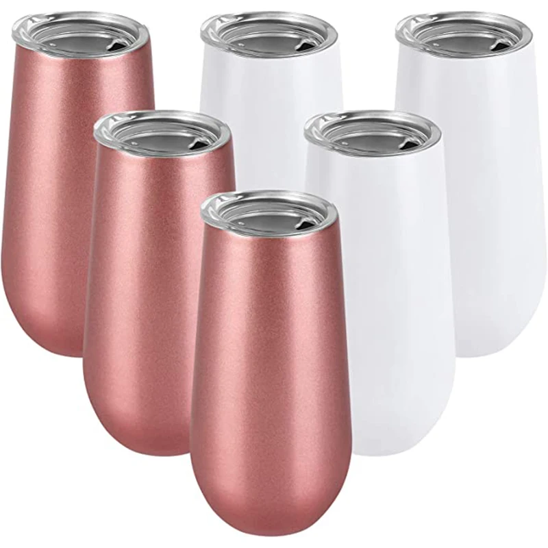 50pcs Bulk 6oz Wine Tumbler Mini Cocktail Cups Insulated Vacuum Beer