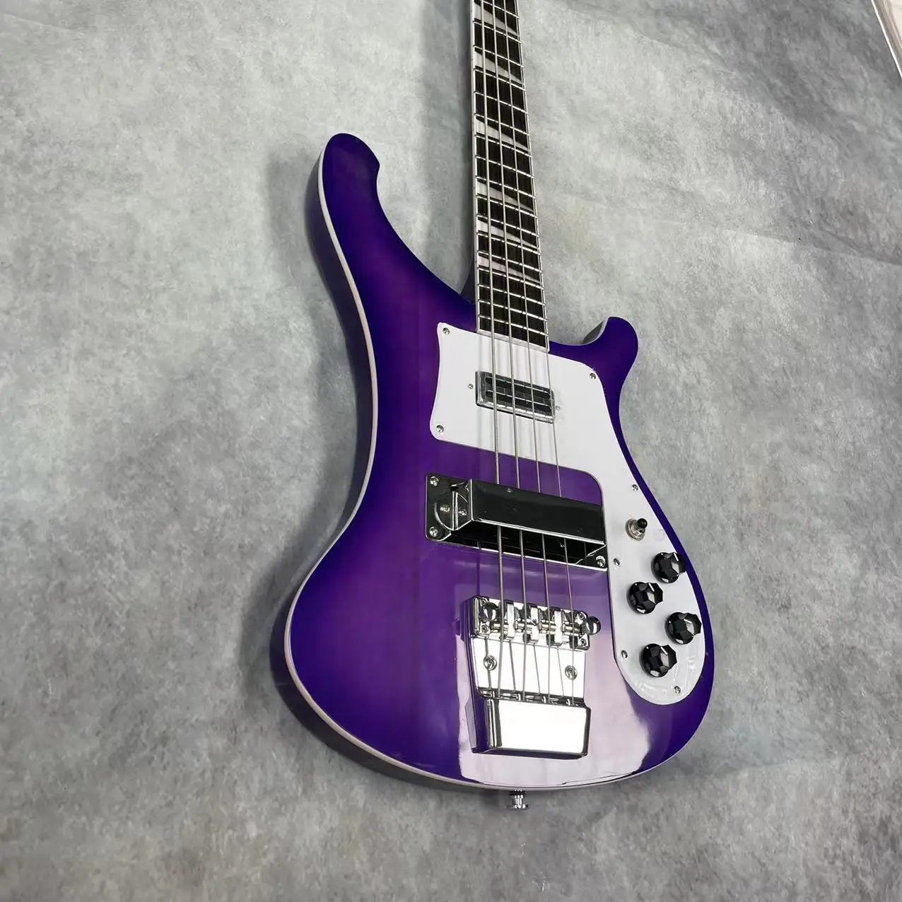 Basso Elettrico Rickenback, Basso Elettrico Integrato A 4 Corde, Tiglio Corpo Viola Trasparente, Pista D'Acero, Tiro Fisico, S