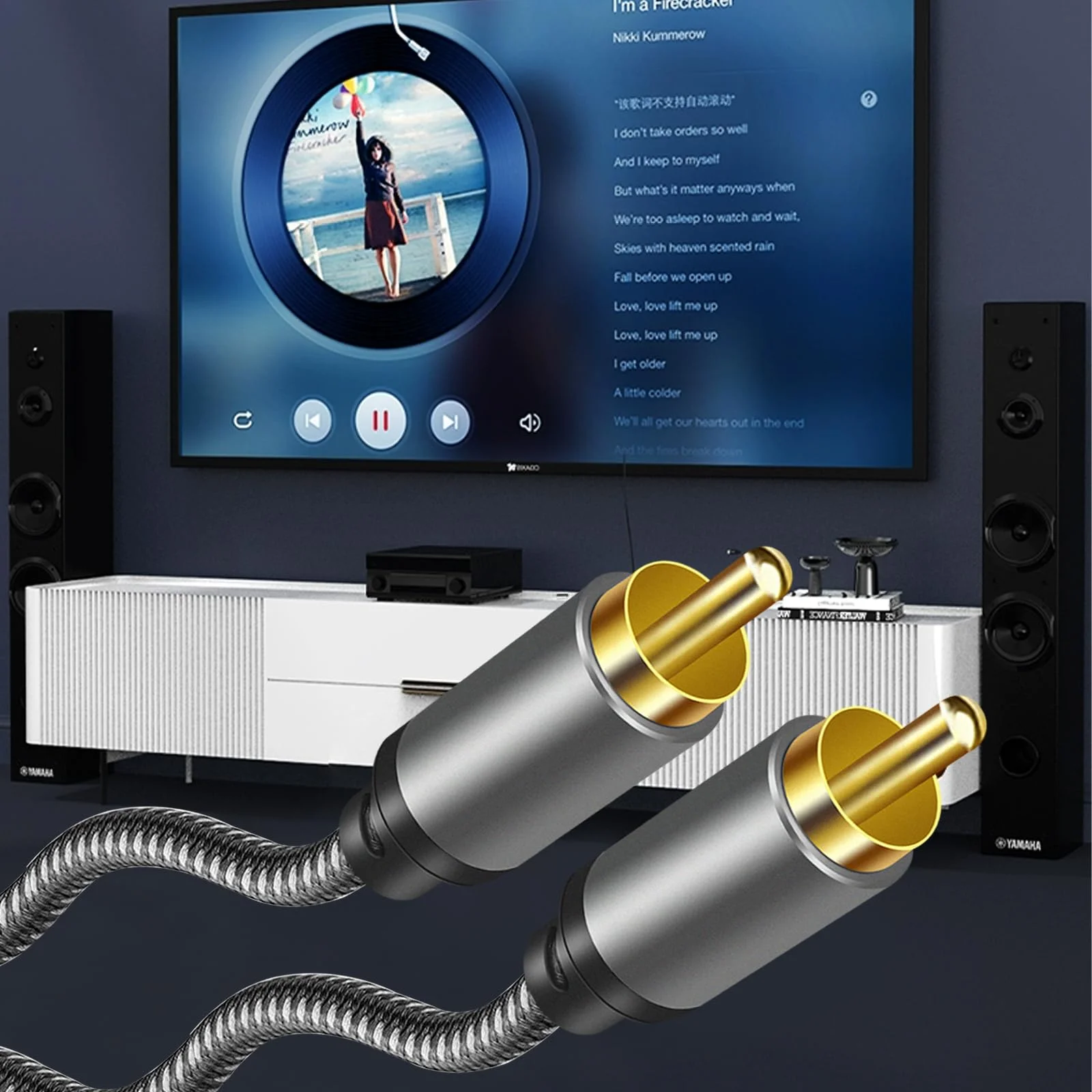Premium Gold-Plated Braided RCA Audio Cable
